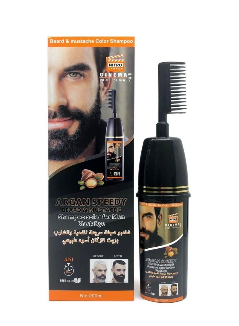 NITRO CANADA SHAMPOO COLOR FOR MEN BLACK DYE BEARD AND MUSTACHE 200ML - Image 2