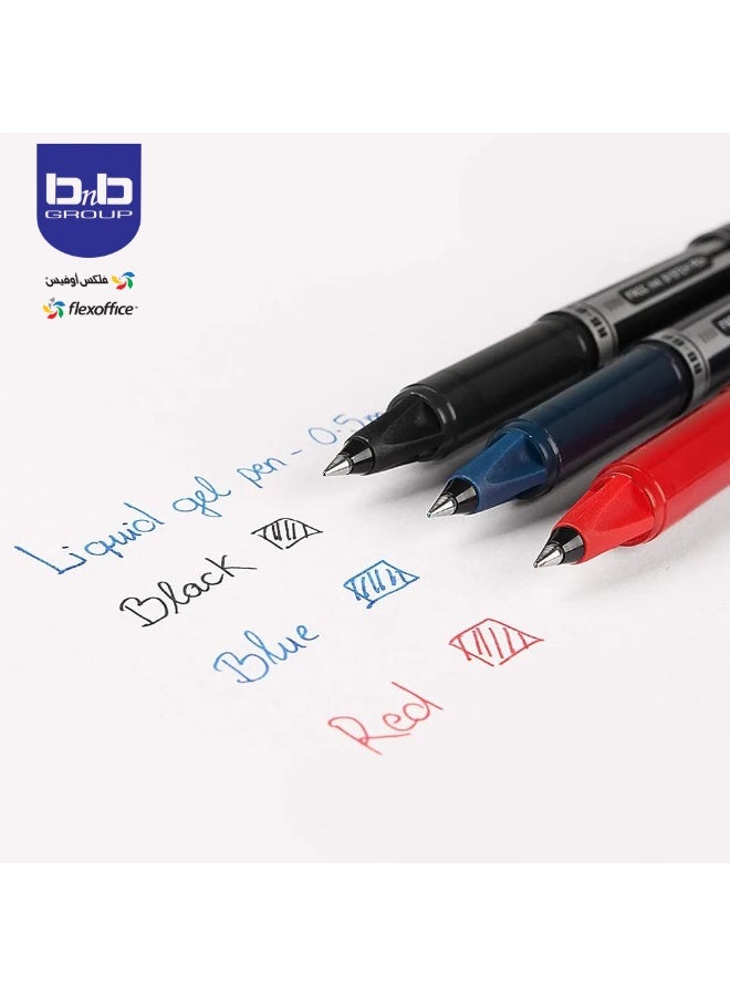 FLEXOFFICE Premium Gel Ink Roller Ball Pens 0.5 mm Point | Liquid Gel Ink Pens with Capped Type Design for Professional Look and Super Smooth Writing FO-RB68-12pc Blue - Image 4