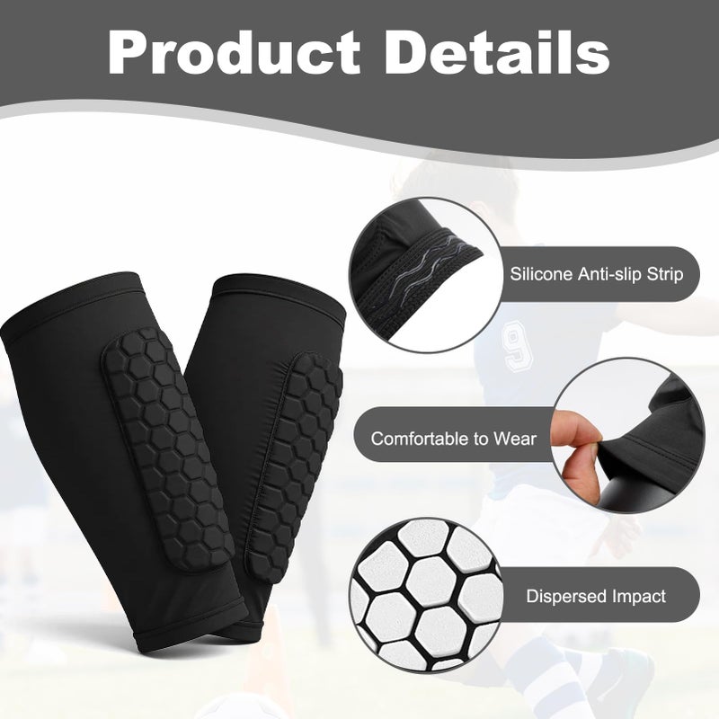 mgmooa Soccer Shin Defender Shin Guards Pads for Kids, Youth Adult, Ski Calf Compression Sleeve with Honeycomb Pads, Shin Guard Soccer Sleeves for Boys, Girls, Support for Skiing Basketball Boxing, 1PAIR-M - Image 5