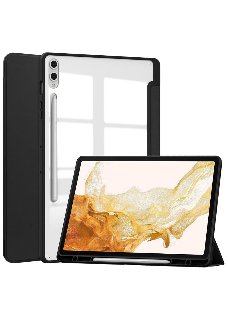Case Compatible With Samsung Galaxy Tab S9 Plus 12.4 Inch 2023 with Pencil Holder Clear Transparent Back Shell Slim Stand Shockproof Tablet Cover Auto Wake/Sleep - Image 1
