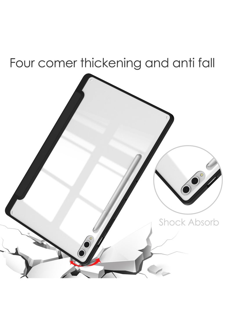 Case Compatible With Samsung Galaxy Tab S9 Plus 12.4 Inch 2023 with Pencil Holder Clear Transparent Back Shell Slim Stand Shockproof Tablet Cover Auto Wake/Sleep - Image 5