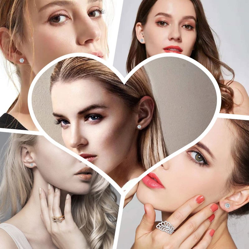 Spiritlele 12 Pairs Clear Crystal Magnetic Earrings Set Clip on Non Piercing Fake Stud Earrings for Unisex - Image 2