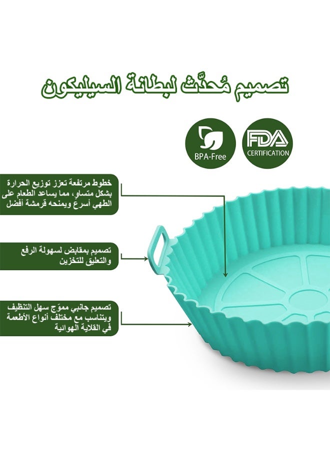 FLUXHOM 3 Pack Air Fryer Silicone Liners Air Fryer Silicone Pot Round Food Safe Non Stick Air Fryer Basket Accessories Reusable Replacement of Flammable Parchment Liner Paper for 3 to 6 QT Air Fryer, Oven & Microwave(Green & Red & Grey, 9.45×7.48×2.36inchs) - Image 4