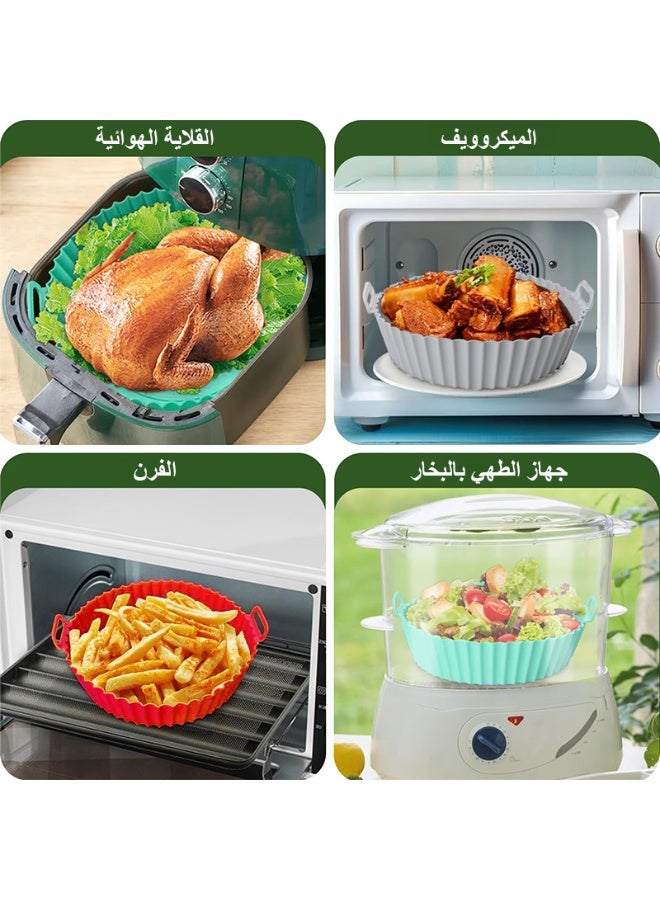 FLUXHOM 3 Pack Air Fryer Silicone Liners Air Fryer Silicone Pot Round Food Safe Non Stick Air Fryer Basket Accessories Reusable Replacement of Flammable Parchment Liner Paper for 3 to 6 QT Air Fryer, Oven & Microwave(Green & Red & Grey, 9.45×7.48×2.36inchs) - Image 5