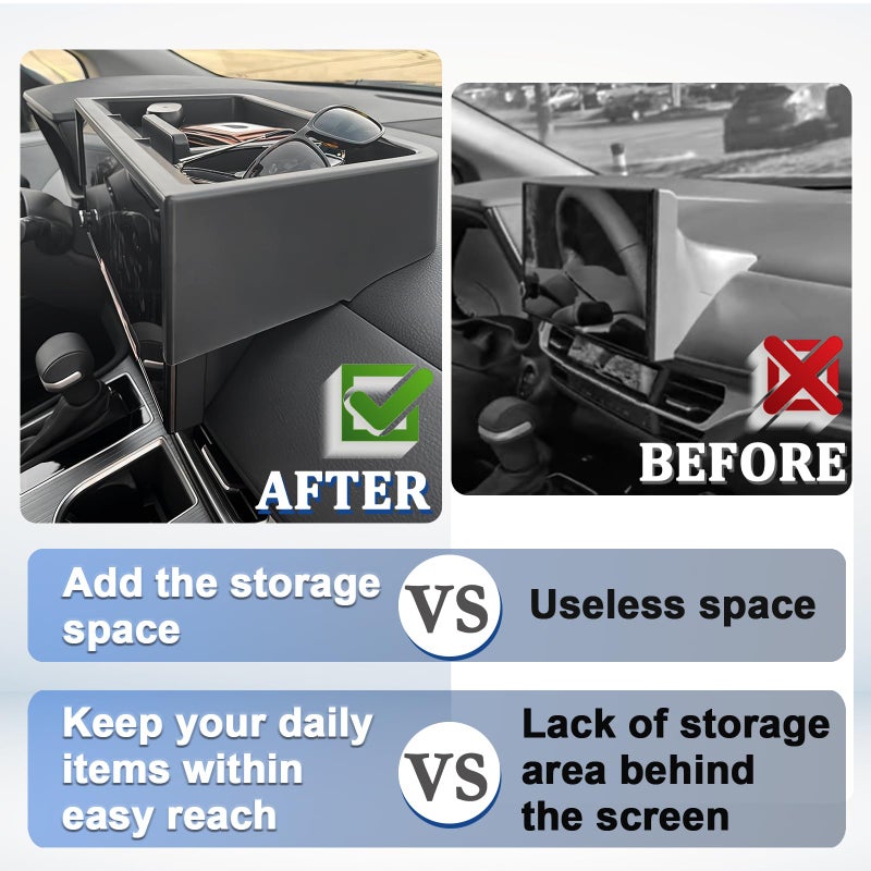 TOPINSTALL 2025 New Dash Tray Phone Holder Compatible with 2025 2026 Toyota Sienna 12.3" Screen, Dashboard Hidden Screen Storage Organizer Tissue Sunglasses Holder(Not for LE Trim with 8" Screen) - Image 3