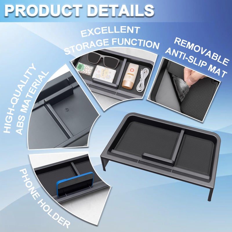 TOPINSTALL 2025 New Dash Tray Phone Holder Compatible with 2025 2026 Toyota Sienna 12.3" Screen, Dashboard Hidden Screen Storage Organizer Tissue Sunglasses Holder(Not for LE Trim with 8" Screen) - Image 5