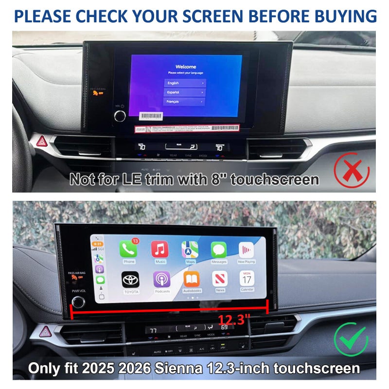 TOPINSTALL 2025 New Dash Tray Phone Holder Compatible with 2025 2026 Toyota Sienna 12.3" Screen, Dashboard Hidden Screen Storage Organizer Tissue Sunglasses Holder(Not for LE Trim with 8" Screen) - Image 2