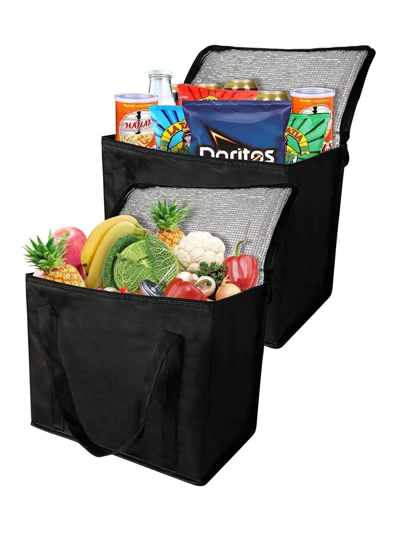 Excefore - 2 Insulated Reusable Grocery Bag with Zippered Top, XL, Large, Frozen Foods Cold, Cooler Shopping Accessories, Insullated Bags - Image 1