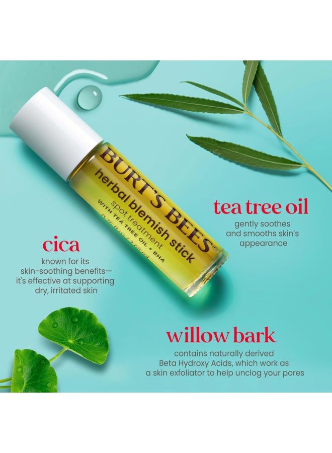 Burt's Bees Herbal Blemish Stick, 0.26 Fl Oz (Pack of 2), Tea Tree Oil Infused, Soothing, Exfoliating, Cleansing, Unisex - Image 3