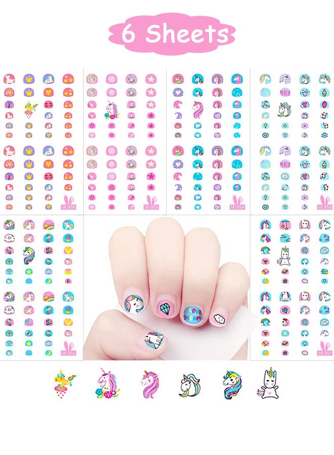 Quantum 6 Sheet Unicorn Nail Art Stickers Decals 3D Self-Adhesive Star Crown Decals - 270+ Cute Nail Design Accessories for Women and Girls DIY Nail Art Decoration (Multicolor) - Image 1