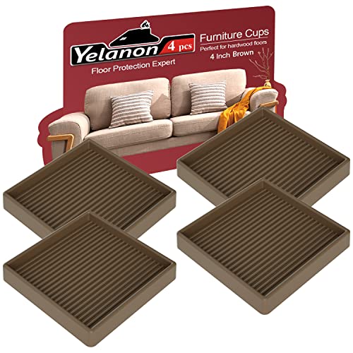Yelanon Furniture Coasters4 Pcs 4 Furniture Caster Cups Non Slip Pads Hardwood Floors Non Skid Furniture Grippers Rubber Furniture Feet Anti Slide Floor Protector for Bed Couch Stoppers