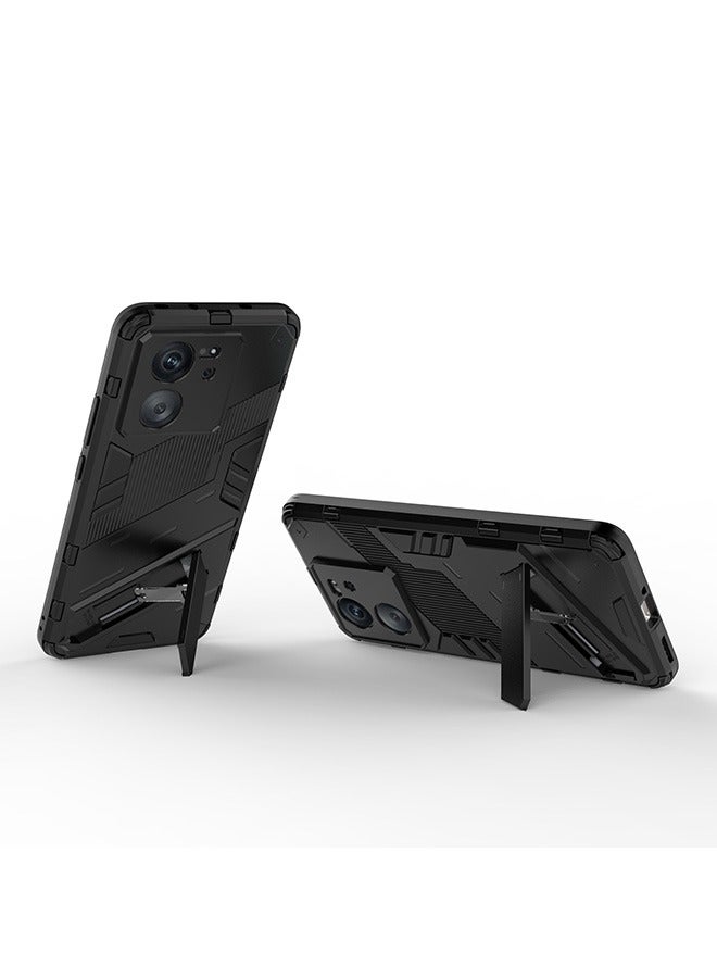 Case Compatible with Xiaomi 13T / Xiaomi 13T Pro, Shockproof Cases with Kickstand Magnet Stand, Anti-Fall Drop Protection, PC+TPU High Quality Grade Protective Tough Hard Phone Cover, Black - Image 2