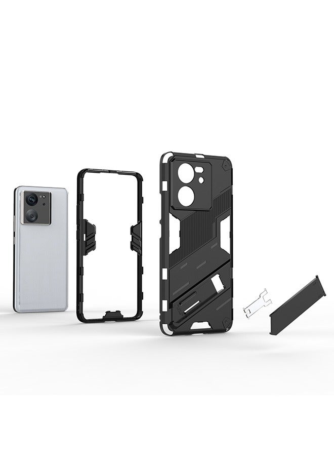 Case Compatible with Xiaomi 13T / Xiaomi 13T Pro, Shockproof Cases with Kickstand Magnet Stand, Anti-Fall Drop Protection, PC+TPU High Quality Grade Protective Tough Hard Phone Cover, Black - Image 3
