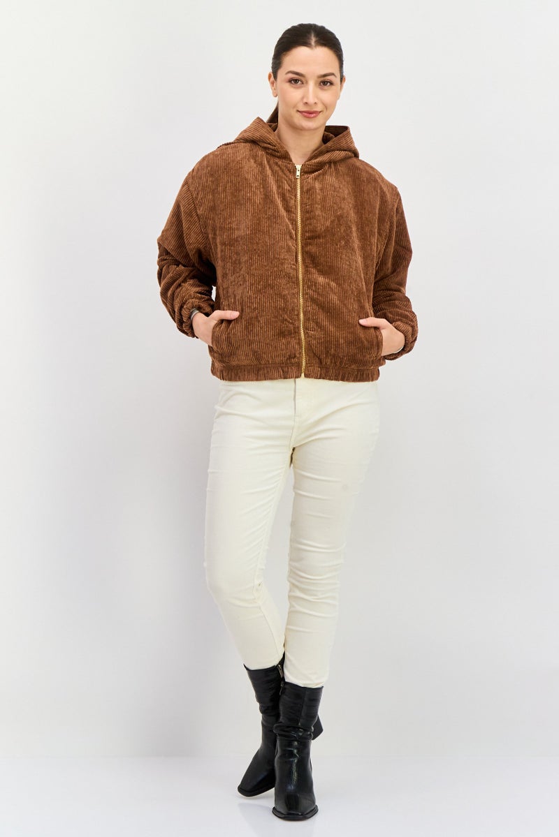 DEX جاكيت نسائي من قماش كوردرay، بني - Image 2