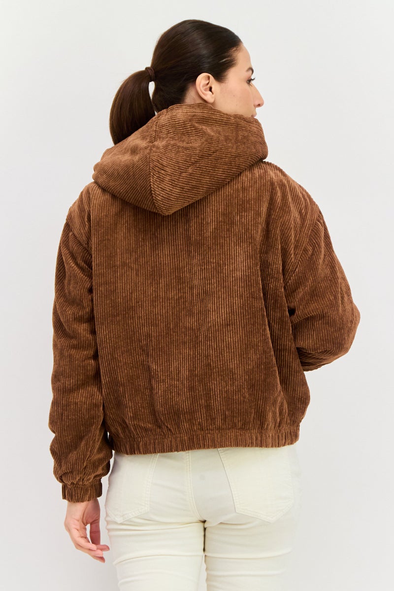 DEX جاكيت نسائي من قماش كوردرay، بني - Image 4