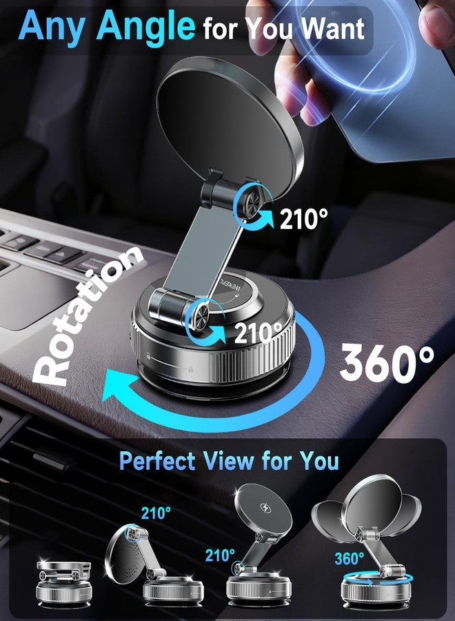 WEKEFON Car Phone Holder for Magsafe,360° Adjustable Suction Cup Phone Mount,Foldable Suction Cup Phone Mount,Phone Holders for Your Car for iPhone 16 15 14 13 12 Pro Max Plus (Black-K003) - Image 2