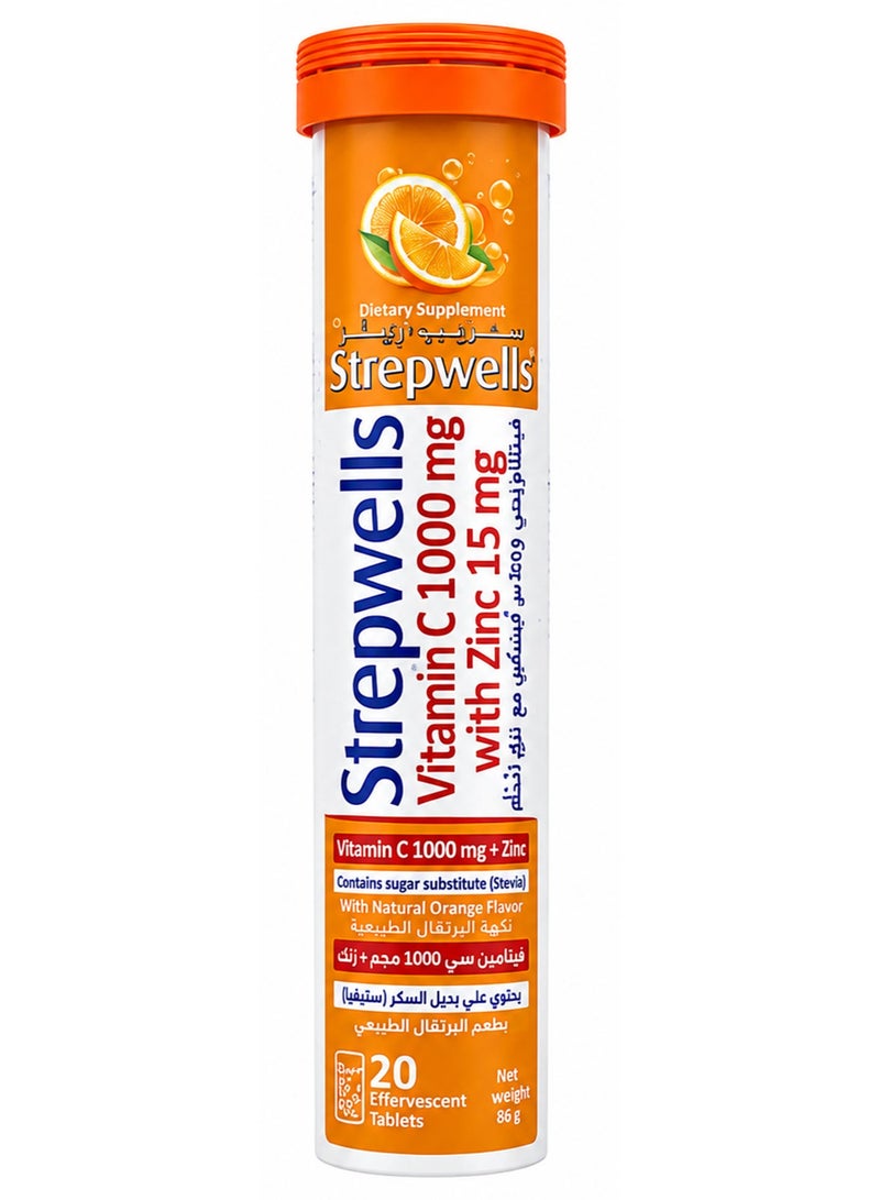 StrepWells Pack Of 2 STREPWELLS VITA C 1000MG+ZINC 15MG 20 EFF - Image 2