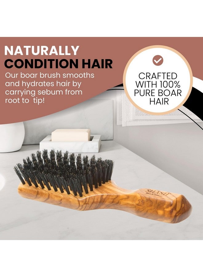 SHASH Since 1869 Hand Made In Germany - Robust Craftsman 100% Boar Bristle Hair Brush For Men, Suitable For Thin To Normal Hair, Firm, Naturally Conditions Hair, Improves Texture And Stimulates The Scalp - Image 2