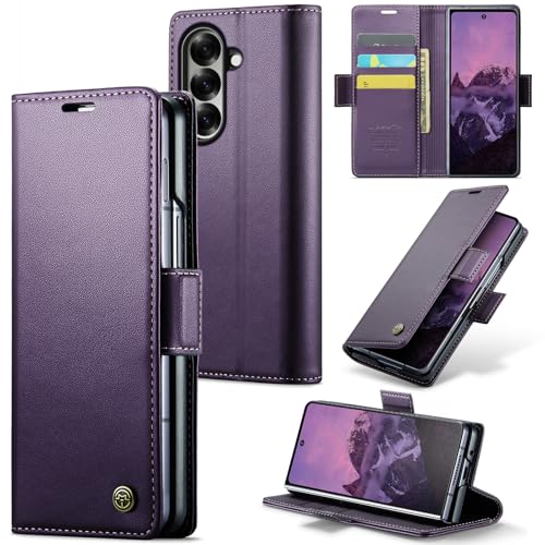Rerzoiro for Samsung Galaxy Z Fold 7 Case, Premium PU Leather Wallet Case Flip Cover with [RFID Blocking][Card Holder][Stand Function] Shockproof Protective for Samsung Galaxy Z Fold 7, Purple - Image 1