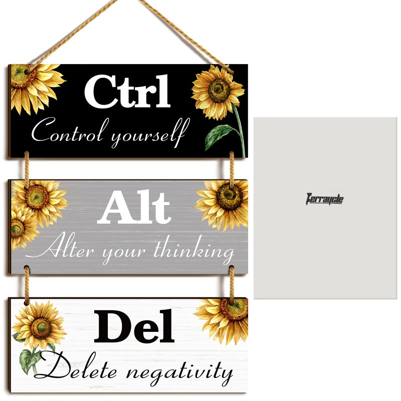 ديكور حائط مكتبي من فيرايكل 3 قطع عباد الشمس لافتة خشبية ملهمة ديكور ريفي للمكتب لافتة معلقة تحفيزية للمطبخ وغرفة النوم والحمام والباب وغرفة المعيشة والمنزل