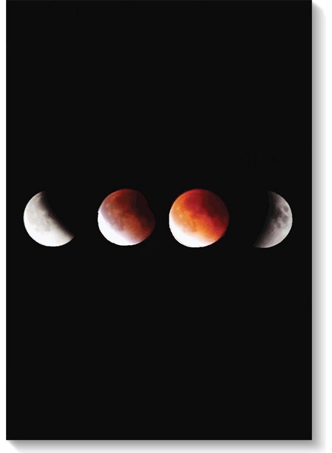 RYN Moon Phases Themed Wall Art Painting Black/White/Red 40x60cm - Image 2