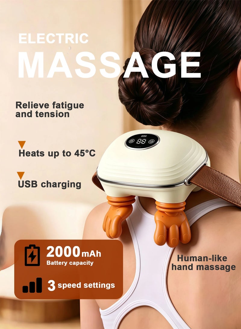 Neck and Shoulder Massager, A New Type of Bionic Heated Massager, Portable Acupressure Neck and Back Massager, Electric Deep Tissue 4d Kneading Massage, Simulated Human Hand Design, Relieves Pain and Relaxes Muscles - Image 1