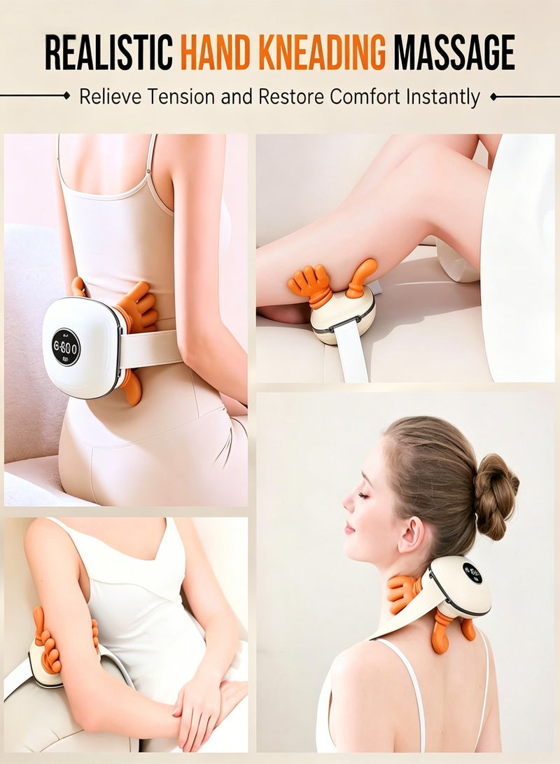 Neck and Shoulder Massager, A New Type of Bionic Heated Massager, Portable Acupressure Neck and Back Massager, Electric Deep Tissue 4d Kneading Massage, Simulated Human Hand Design, Relieves Pain and Relaxes Muscles - Image 4