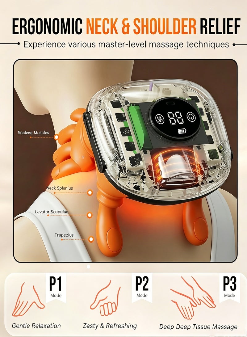 Neck and Shoulder Massager, A New Type of Bionic Heated Massager, Portable Acupressure Neck and Back Massager, Electric Deep Tissue 4d Kneading Massage, Simulated Human Hand Design, Relieves Pain and Relaxes Muscles - Image 5