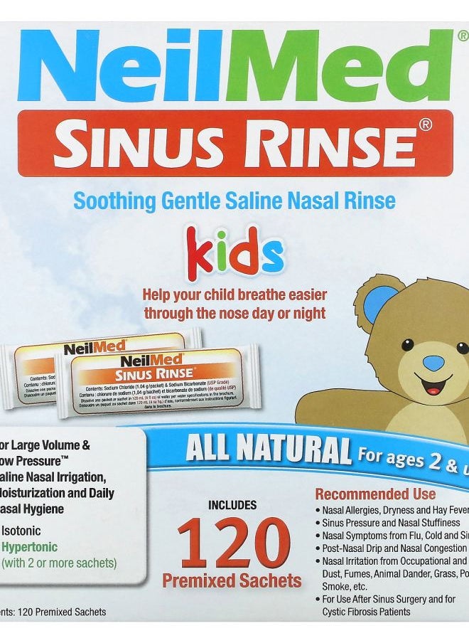 NeilMed Kids Sinus Rinse Ages 2 + 120 Premixed Sachets 0.037 oz (1.04 g) Each 