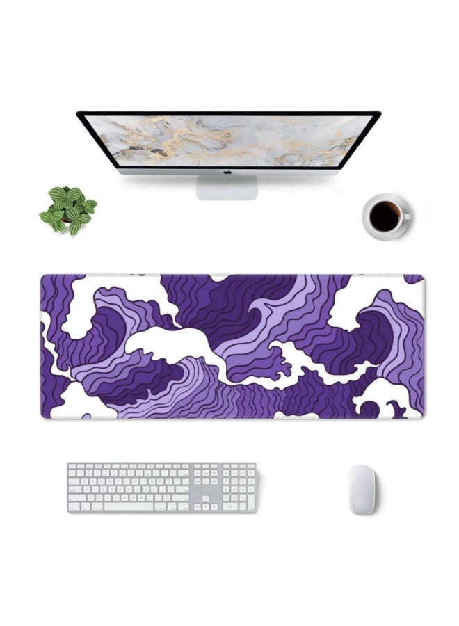 Purple White Wave Large Mouse Pad XL Extended Gaming Mouse Pad Mat Desk Pad with Stitched Edge,Full Desk Mousepad for Office,Computer,Keyboard and Laptop,31.5 X 11.8 Inch - Image 4