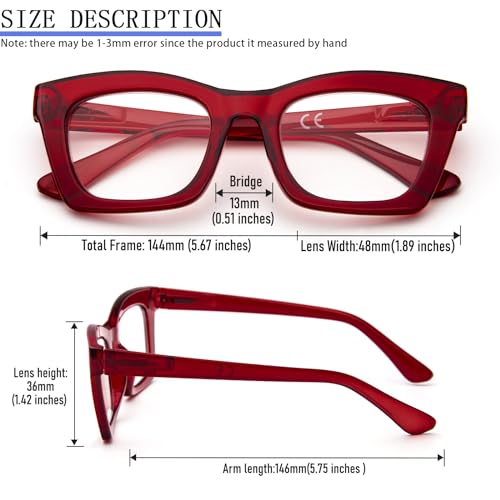 REAVEE 6 Pack Oprah Style Reading Glasses for Women Men Blue Light Blocking, Cute Square Computer Readers Spring Hinge 2.0 - Image 5