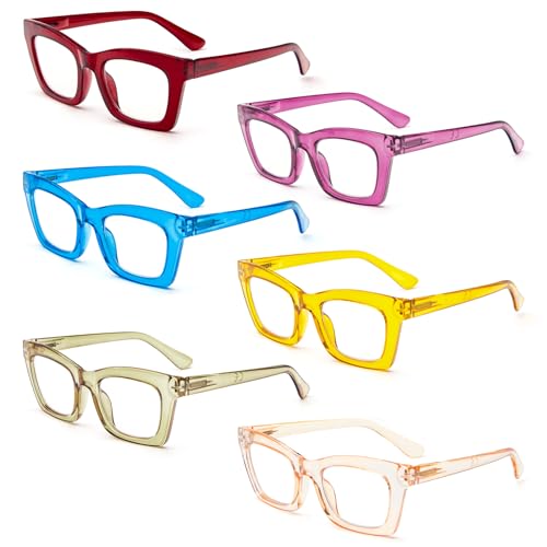 REAVEE 6 Pack Oprah Style Reading Glasses for Women Men Blue Light Blocking, Cute Square Computer Readers Spring Hinge 2.0 - Image 2