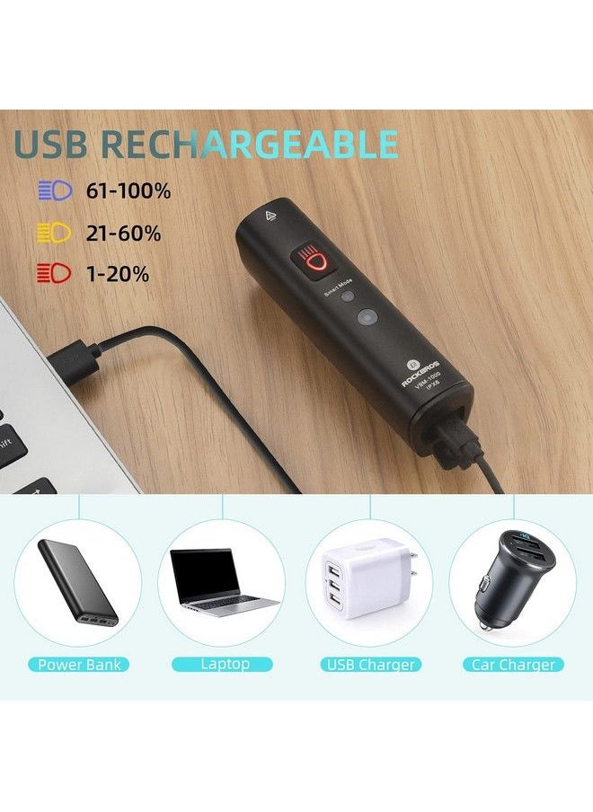 Rockbros Bike Light Super Bright 1000 Lumen 5 Mode Led Bike Light Usb Rechargeable Bike Headlight Aluminium Alloy Ipx6 Waterproof Front Bike Light With Power&Smart Mode Display For Night Riding  - Image 4