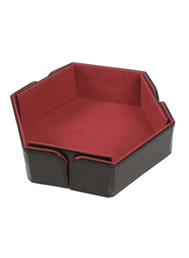 Forged Dice Co. 6.5 Inch Magnetic Folding Dice Tray - Portable Folding Dice Rolling Tray for use as DND Dice Tray D&D Dice Tray or Dice Game - Quiets Rolling Metal Dice and Folds Flat - Red - Image 1