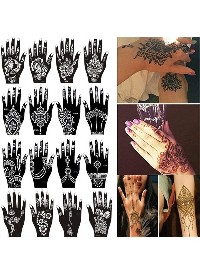 XMASIR - Xmasir 16 Sheets Indian Arabian Henna Tattoo Stencil Set Temporary Tattoo Temples Kit,Stencils for Henna New Designs - Image 1