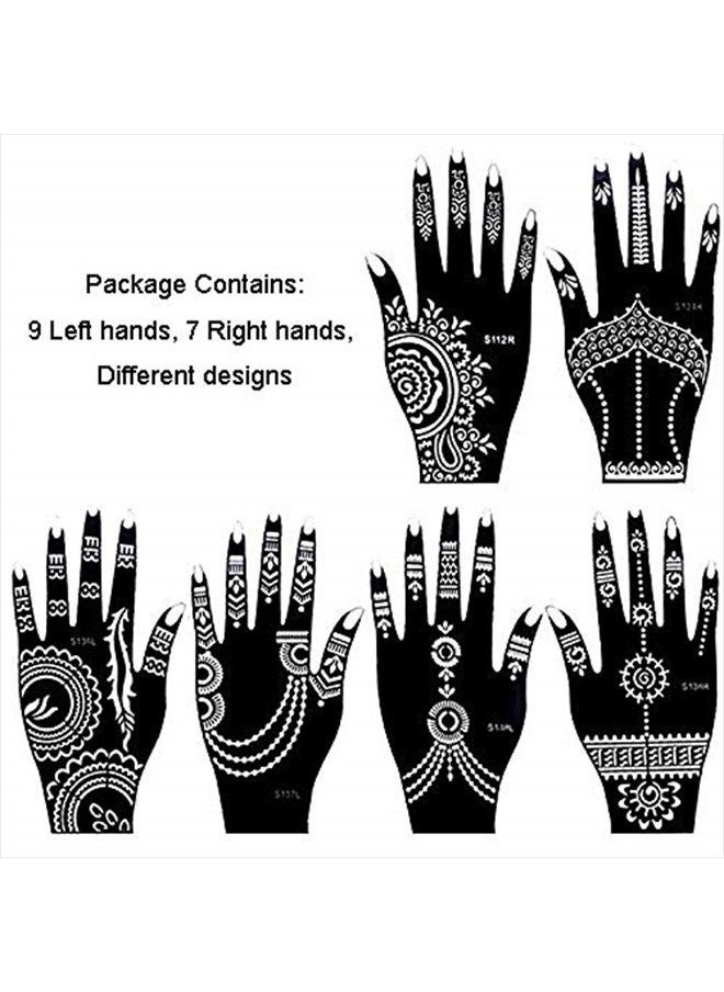 XMASIR - Xmasir 16 Sheets Indian Arabian Henna Tattoo Stencil Set Temporary Tattoo Temples Kit,Stencils for Henna New Designs - Image 1