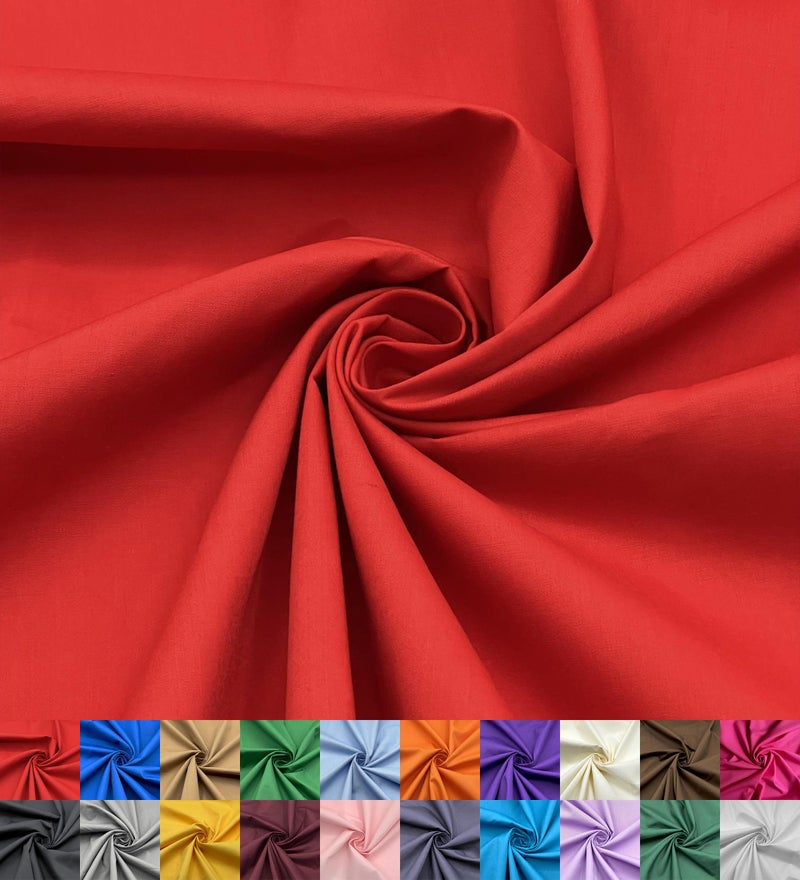 EOVEA - Cotton Polyester Fabric by The Yard â€“ 60" Wide Broadcloth Fabric, Soft, Lightweight & Breathable Material for Lining, Curtains, Bedding, Skirts, Sewing Projects (Red, 1 Yard) - Image 1