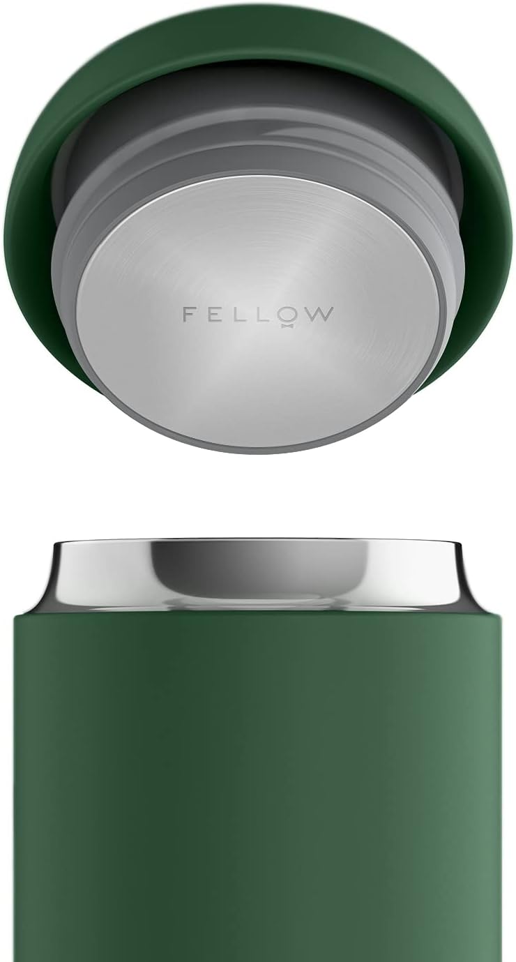 FELLOW Carter Everywhere Travel Mug - Wide Mouth Vacuum-Insulated Stainless Steel Coffee and Tea Tumbler with Ceramic Interior, Cargo Green, 12 oz Cup - Image 2