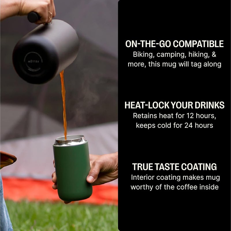 FELLOW Carter Everywhere Travel Mug - Wide Mouth Vacuum-Insulated Stainless Steel Coffee and Tea Tumbler with Ceramic Interior, Cargo Green, 12 oz Cup - Image 3