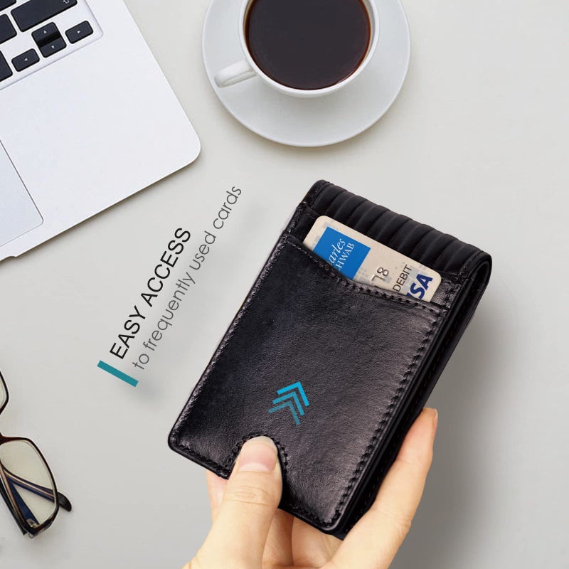 Pefiam Full Grain Leather Wallets for Men, Bifold Wallets for Men, Mens Leather Wallets with 12 Slots, RFID Blocking, Gifts for Men (USA Flag, Black) - Image 5