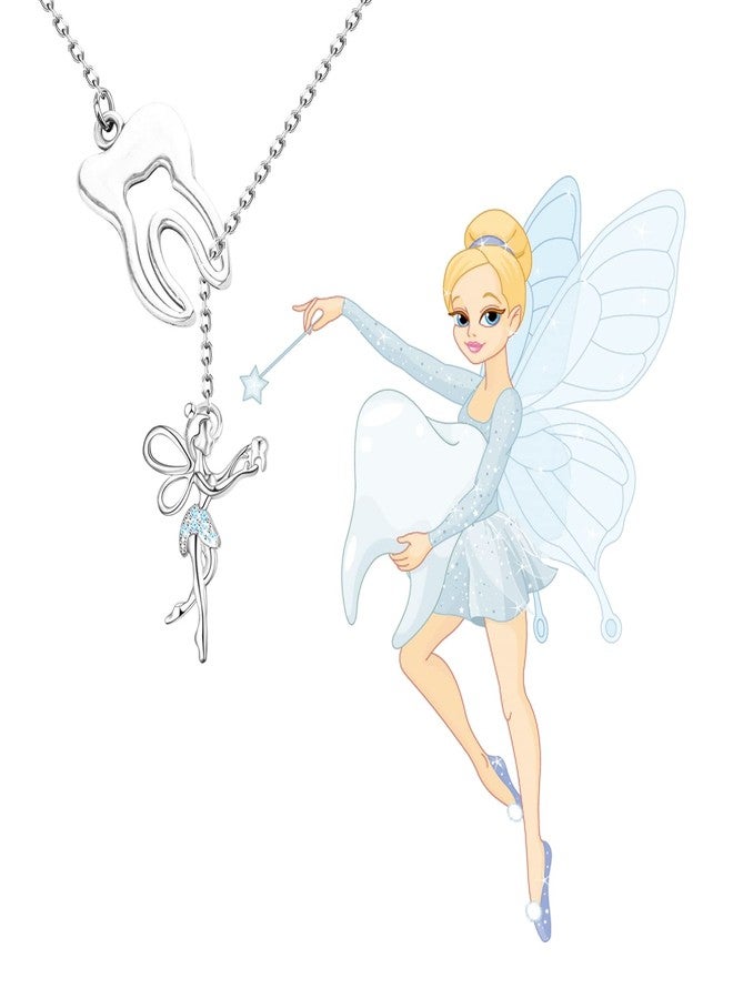 PLITI Tooth Fairy Y Lariat Necklace Dental Assistant Jewelry Fairy Wings Birthstone Pendant For Daughter Niece (special tooth Y necS) - Image 4