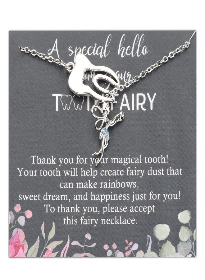 PLITI Tooth Fairy Y Lariat Necklace Dental Assistant Jewelry Fairy Wings Birthstone Pendant For Daughter Niece (special tooth Y necS) - Image 1