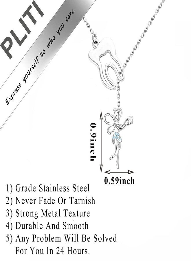 PLITI Tooth Fairy Y Lariat Necklace Dental Assistant Jewelry Fairy Wings Birthstone Pendant For Daughter Niece (special tooth Y necS) - Image 3
