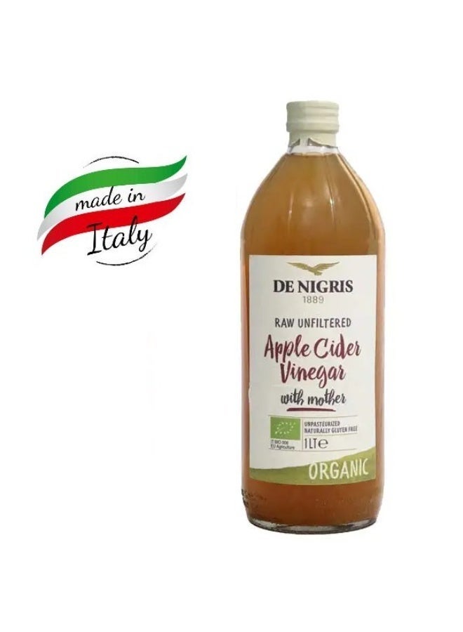 De Nigris Italian Apple Cider Vinegar 1000ml - Organic, unfiltered, with the mothers - Image 1