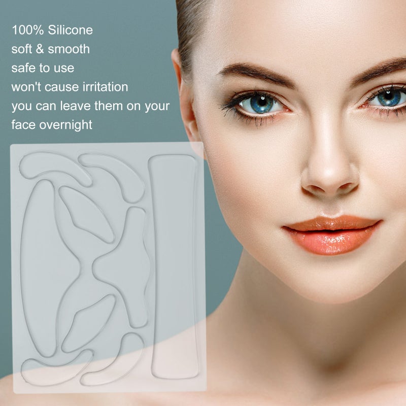 9 In 1 Facial Patches Wrinkle Remover Pads for Forehead Cheek Neck Anti Wrinkle Treatment Silicone Smoothing Wrinkle Patches for Face Skin Care - Image 5