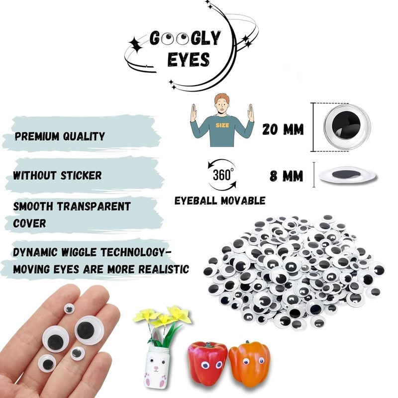 Prescent 200 pcs Googly Eyes 20 mm Size for Doll Making, Art Carft Supplies, DIY Projects Decoration and More (Set of 200pc) - Image 4