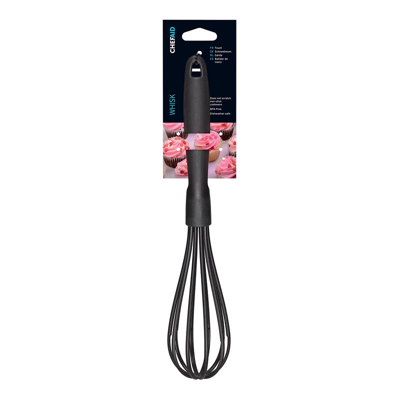 Chef Aid Nylon Whisk BPA Free Kitchen Utensil for use with NonStick Cookware Black