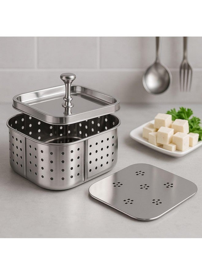 DiBha Stainless Steel Square Paneer Cheese/Tofu/Sprouts Maker/Mould/Press Maker, Color - Silver (Capacity-1000ml) - Image 2