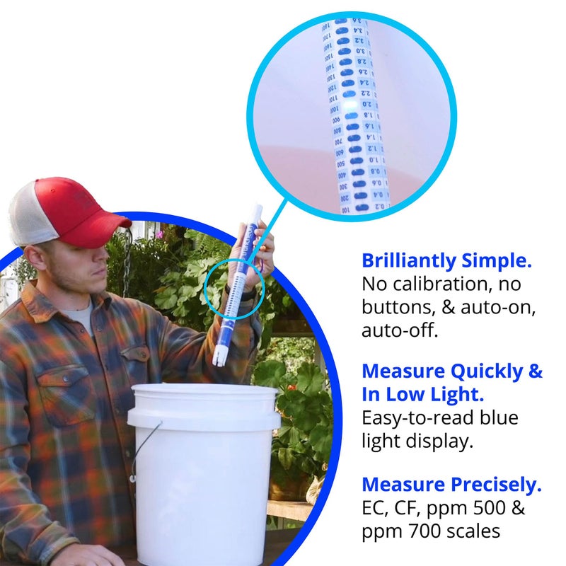bluelab مقياس مغذيات بلولاب ترانشون، جهاز اختبار الموصلية الرقمية في الماء (EC، 500، ppm 700، CF، TDS) أداة لنظام الزراعة المائية وزراعة النباتات الداخلية - Image 2