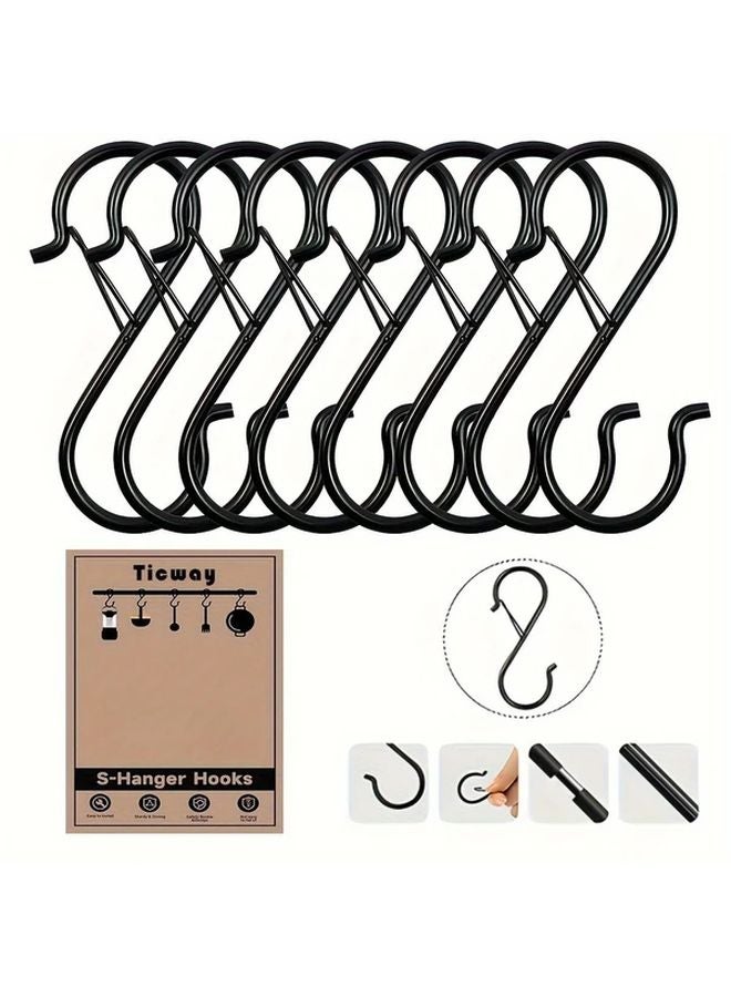 خطافات S معدنية ثقيلة سوداء 10 قطع مع مزلاج قفل آمن مقاوم للصدأ للتخزين - Image 3